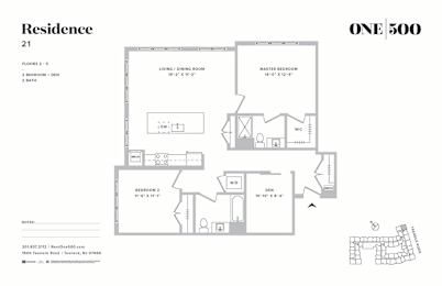 B4-b 2 Bed 2 Bath Floor Plan at One500, Teaneck, New Jersey