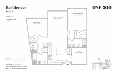 B5 2 Bed 2 Bath Floor Plan at One500, Teaneck