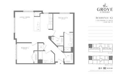 2 Bedroom 2 Bathroom Floor Plan at The Grove at Piscataway, Piscataway, 08854