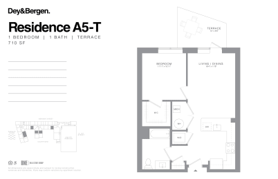 1 bedroom 1 bath floor plan G at Dey & Bergen, Harrison, NJ
