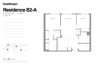2 bed 2 bath floor plan B at Dey & Bergen, Harrison