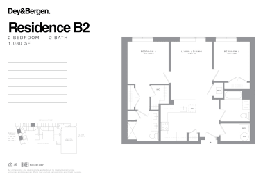 2 bed 2 bath floor plan A at Dey & Bergen, Harrison, New Jersey