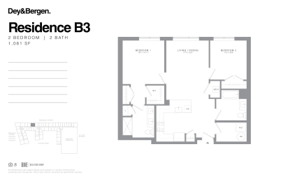 2 bed 2 bath floor plan C at Dey & Bergen, New Jersey