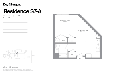 Studio 1 bath floor plan I at Dey & Bergen, New Jersey, 07029