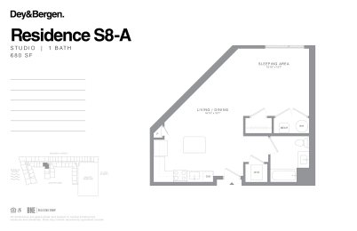 Studio 1 bath floor plan K at Dey & Bergen, Harrison, NJ