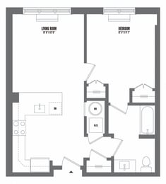 1 bedroom 1 bathroom Floor plan B at The Enclave, New Jersey