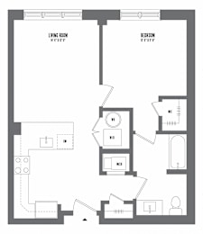 1 bedroom 1 bathroom Floor plan C at The Enclave, Jersey City, New Jersey