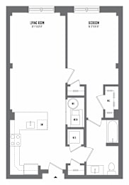 1 bedroom 1 bathroom Floor plan U at The Enclave, Jersey City, NJ, 07310
