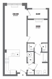 1 bedroom 1 bathroom Floor plan Q at The Enclave, Jersey City, NJ