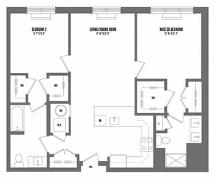 2 bed 2 bath floor plan D at The Enclave, New Jersey