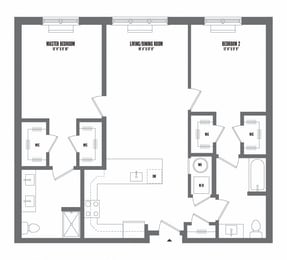 2 bed 2 bath floor plan P at The Enclave, Jersey City, NJ