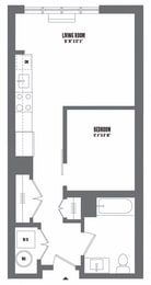 Studio 1 bath floor plan at The Enclave, Jersey City, New Jersey