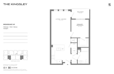 A1 Floor Plan at The Kingsley, Fairfield, NJ, 07004