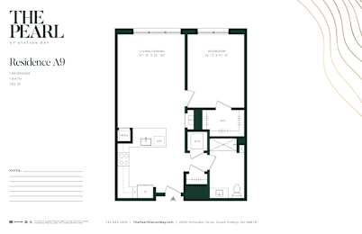 A floor plan for a residence at Pearl Station Bay