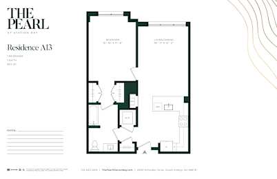 A floor plan for a property called The Pearl at Station Bay Residence A13.