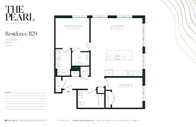 A floor plan for Residence B29 at The Pearl at Station Bay.
