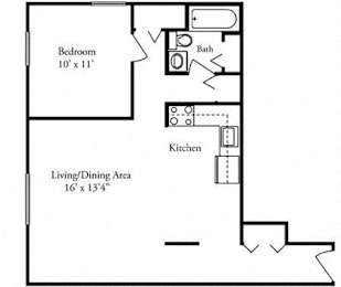  Floor Plan 1 Bedroom- Benning