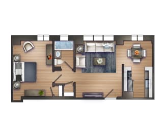 Studio 1 bath Floor plan a at The Chesapeake, Washington, DC