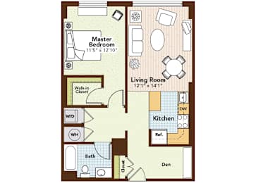 Celadon Floorplan at Argent Apartments, Maryland 20910