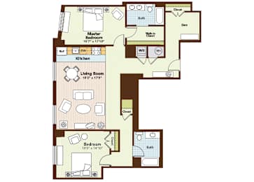 Periwinkle Floorplan at Argent Apartments, Silver Spring, Maryland