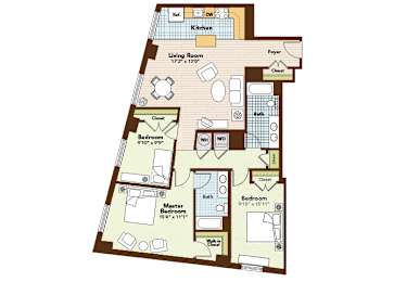 Turquoise Floorplan at Argent Apartments, Silver Spring, 20910