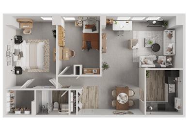 A series of images showing different room layouts.