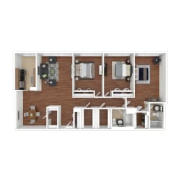 3 Bed 2 Bath Floor Plan | 1,340 Sq. Ft. at Colesville Towers Apartments, Maryland 20910