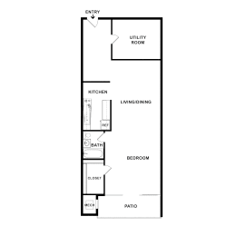 a floor plan of a house with a bedroom and a living room