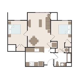 The Russell Floor Plan at Chapel Springs Apartments, Perry Hall