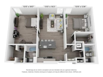 Powhatan Floor Plan at The James On Merrimac, Virginia, 23185