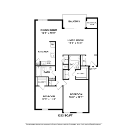 2 BDRM Floor Plan at Versailles Apartments, Towson, MD, 21204