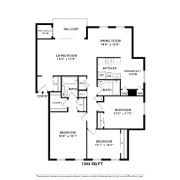 3 BDRM Floor Plan at Versailles Apartments, Towson, MD
