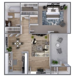 a floor plan of a two bedroom apartment with a living room and dining room and a bedroom  at 555 Mansell, Georgia