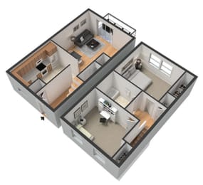 2-Bed-1-5-Bath Floor Plan at Savan Pointe Townhomes East and West, Savannah, GA
