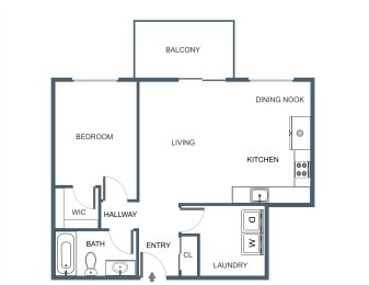 A11 1 Bedroom 1 Bathroom Floor Plan at Latitude at South Portland Apartment, Maine, 04106