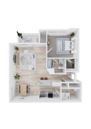 1 Bedroom Floor Plan at Hickory Falls Apartments