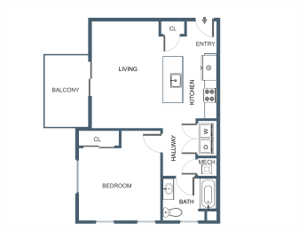 1 Bedroom 1 Bathroom A at Latitude at South Portland Apartment, Maine, 04106