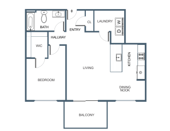 1 bed 1 bath A7 Floor Plan at Latitude at South Portland Apartment, Maine, 04106