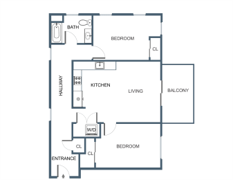 Two Bedroom One Bathroom at Latitude at South Portland, Portland, ME