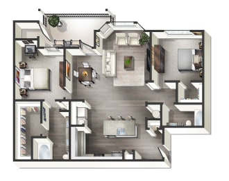 2 bedroom 2 bath Torino Floor Plan at Century Belmont Station, Kentucky