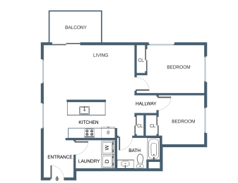 Two Bedroom Two BathroomC14 Floor Planat Latitude at South Portland Apartment, Maine, 04106