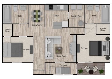 The Gardenia floor plan  1278 sq ft