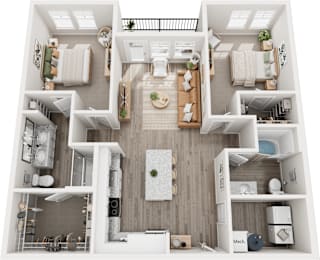 The Paris 2 bed 2 bath Floor Plan at Century Mundy Mill Apartments, Georgia 30566