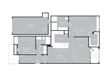 2 bedroom 2 bathroom AMSTERDAM Floor Plan at Century Travesia, Austin, 78728