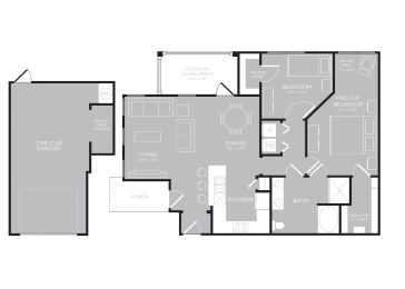 2 bedroom 1 bathroom VANCOUVER Floor Plan at Century Travesia, Austin, TX, 78728
