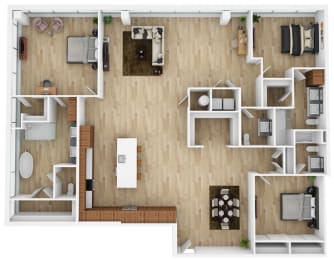 arial view of a living room with a wood floor at The 600 Apartments, Birmingham, AL