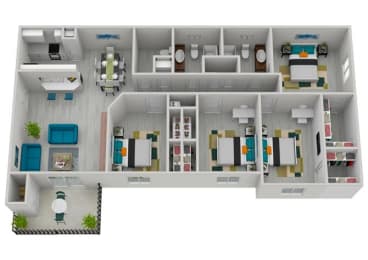 4 Bed 2.5 bath Floor Plan | 1,445 Sq. Ft. at The Sapphire, Georgia