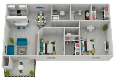 2 Bed 1 Bath Renovated Floor Plan | 1,016 Sq. Ft.  at The Sapphire, Decatur, Georgia