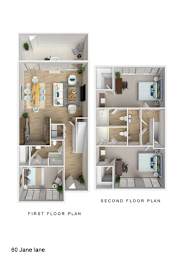 A diagram shows the layout of a 60 Jane lane apartment, with the first and second floor plans.