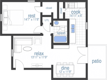  Floor Plan 1Bed 1Bath